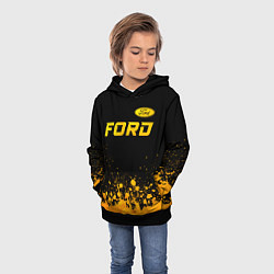 Толстовка-худи детская Ford - gold gradient посередине, цвет: 3D-черный — фото 2