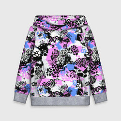 Толстовка-худи детская Multicolored wild cats, цвет: 3D-меланж