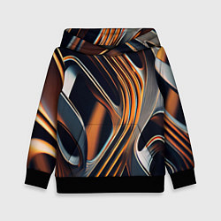 Толстовка-худи детская Слияние красок оранжевого и чёрного абстракция, цвет: 3D-черный