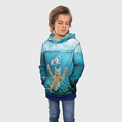 Толстовка-худи детская Nirvana Cat, цвет: 3D-синий — фото 2