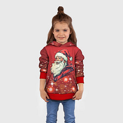 Толстовка-худи детская Улыбчивый Санта, цвет: 3D-красный — фото 2