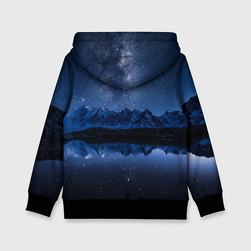 Детская толстовка Галактическая зимняя ночь в горах / 3D-Черный – фото 2