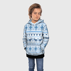 Толстовка-худи детская Blue sweater with reindeer, цвет: 3D-черный — фото 2