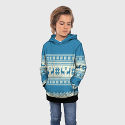 Толстовка-худи детская Sweater with deer on a blue background, цвет: 3D-черный — фото 2