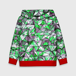 Толстовка-худи детская Маленькие зелёные треугольники, цвет: 3D-красный