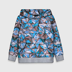 Толстовка-худи детская Маленькие синие треугольники, цвет: 3D-меланж