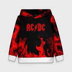 Толстовка-худи детская AC DC огненный стиль, цвет: 3D-белый