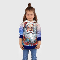 Толстовка-худи детская Яркий Санта, цвет: 3D-синий — фото 2