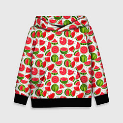 Толстовка-худи детская Нарезанный арбуз, цвет: 3D-черный