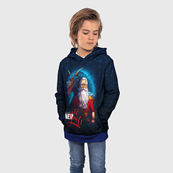 Толстовка-худи детская Санта Клаус и дракон, цвет: 3D-синий — фото 2