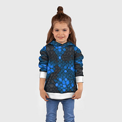 Толстовка-худи детская Синий трескающийся камень, цвет: 3D-белый — фото 2