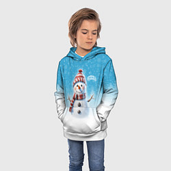 Толстовка-худи детская Веселый снеговичок, цвет: 3D-белый — фото 2
