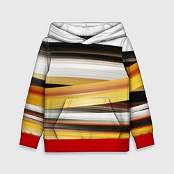 Толстовка-худи детская Черные белые желтые полосы, цвет: 3D-красный