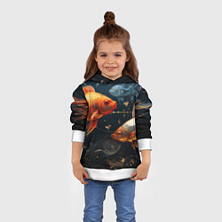 Толстовка-худи детская Рыбки на темном фоне, цвет: 3D-белый — фото 2