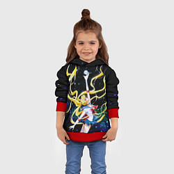 Толстовка-худи детская Сейлор Мун - космос, цвет: 3D-красный — фото 2