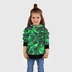 Толстовка-худи детская Зелёное разбитое стекло, цвет: 3D-черный — фото 2