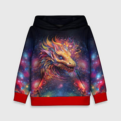 Толстовка-худи детская Космический дракон - символ года, цвет: 3D-красный