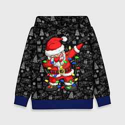 Толстовка-худи детская Санта Клаус с гирляндой, цвет: 3D-синий