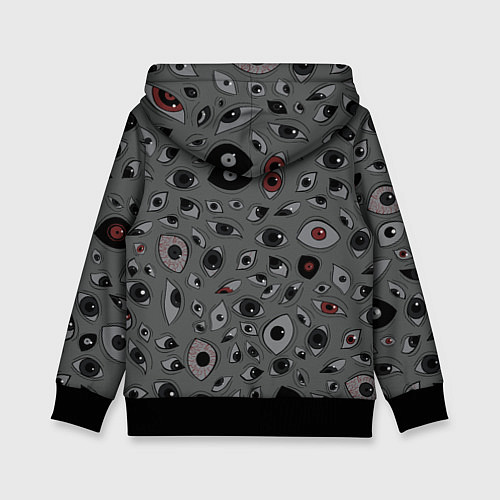 Детская толстовка Серый цвет: глазики-косоглазики / 3D-Черный – фото 2