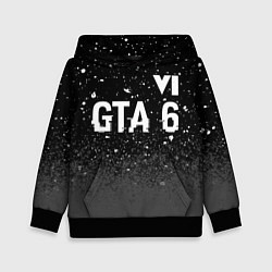 Толстовка-худи детская GTA 6 glitch на темном фоне посередине, цвет: 3D-черный