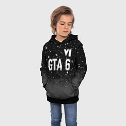 Толстовка-худи детская GTA 6 glitch на темном фоне посередине, цвет: 3D-черный — фото 2