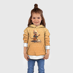 Толстовка-худи детская Рыжий кот с гитарой, цвет: 3D-белый — фото 2