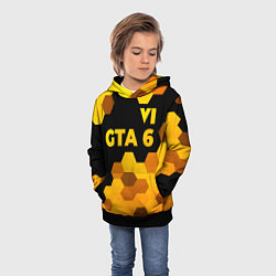 Толстовка-худи детская GTA 6 - gold gradient посередине, цвет: 3D-черный — фото 2