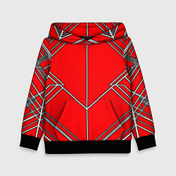 Толстовка-худи детская Белые полосы на красном фоне, цвет: 3D-черный