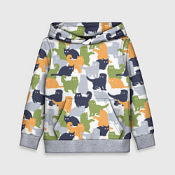 Толстовка-худи детская Пушистые кошки, цвет: 3D-меланж