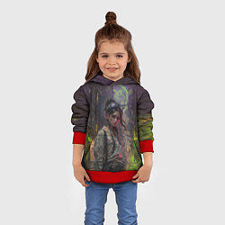 Толстовка-худи детская Девушка в ядовитых тонах, цвет: 3D-красный — фото 2