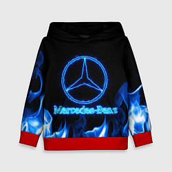 Толстовка-худи детская Mercedes-benz blue neon, цвет: 3D-красный