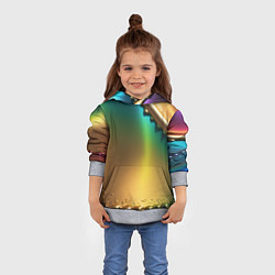 Толстовка-худи детская Радужный градиент с накидкой, цвет: 3D-меланж — фото 2