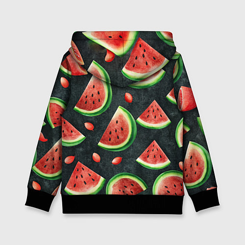 Детская толстовка Паттерн красные дольки арбуза / 3D-Черный – фото 2