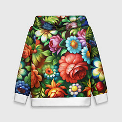 Детская толстовка Жостово роспись цветы традиционный узор