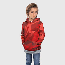 Толстовка-худи детская Красный камуфляж крупный, цвет: 3D-меланж — фото 2