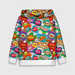 Толстовка-худи детская Bang Boom Ouch pop art pattern, цвет: 3D-белый