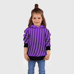 Толстовка-худи детская Неоновый фиолетовый полосатый, цвет: 3D-черный — фото 2