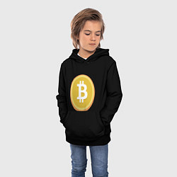 Толстовка-худи детская Биткоин желтое лого криптовалюта, цвет: 3D-черный — фото 2