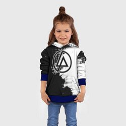Толстовка-худи детская Linkin park - черно-белая абстракция, цвет: 3D-синий — фото 2