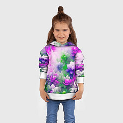 Толстовка-худи детская Паттерн цветов, цвет: 3D-белый — фото 2