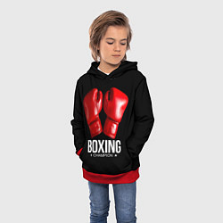 Толстовка-худи детская Boxing Champion, цвет: 3D-красный — фото 2