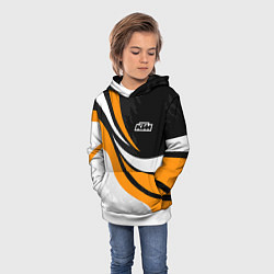 Толстовка-худи детская КТМ - оранжевые вставки, цвет: 3D-белый — фото 2