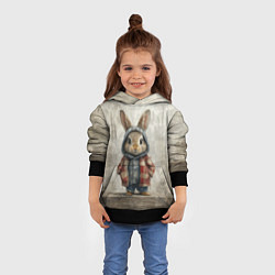 Толстовка-худи детская Кролик в пальто, цвет: 3D-черный — фото 2