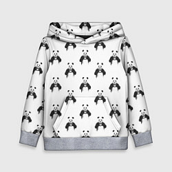 Толстовка-худи детская Panda love - pattern, цвет: 3D-меланж