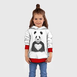 Толстовка-худи детская Love panda, цвет: 3D-красный — фото 2