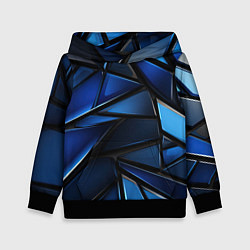 Толстовка-худи детская Синие объемные геометрические объекты, цвет: 3D-черный