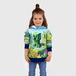 Толстовка-худи детская Крипер - нейросеть, цвет: 3D-синий — фото 2