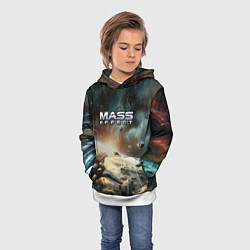 Толстовка-худи детская Масс эффект - космос, цвет: 3D-белый — фото 2
