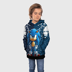 Толстовка-худи детская Sonic - splash and logo, цвет: 3D-черный — фото 2