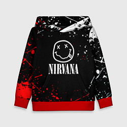 Толстовка-худи детская Nirvana брызги красок, цвет: 3D-красный